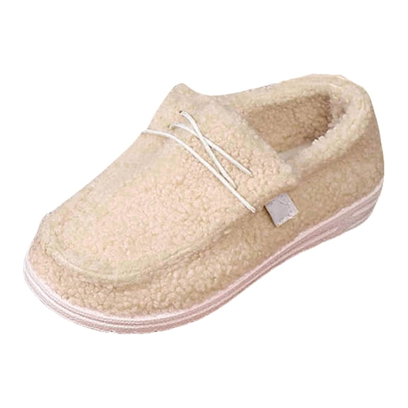 YLYL Women's Winter Loafers Fur Lined Round Toe Fuzzy Cozy Warm Slip on Walking Shoes