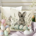 thumbnail image 3 of KCEHTA Easter Pillow Covers 18x18 Inch Farmhouse Rabbit Spring Floral Pillowcase for Couch Sofa Bed, 3 of 5