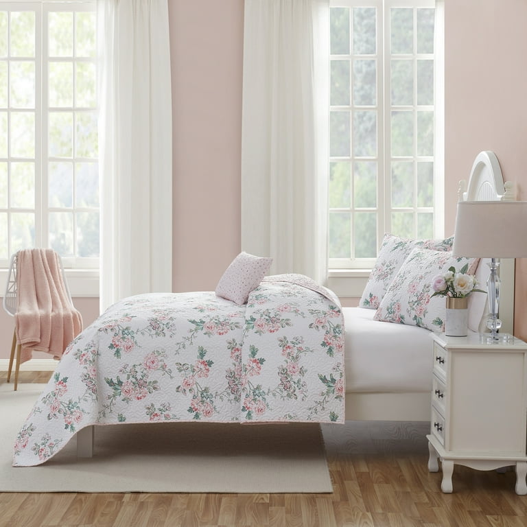 Simply Shabby Chic 4-Piece White Azure Floral Bedding Sets, Full