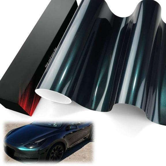 PET Liner Vinyl Super Gloss Metallic Dark British Green Automotive Wrap Car Vehicle Bubble Free Air Release