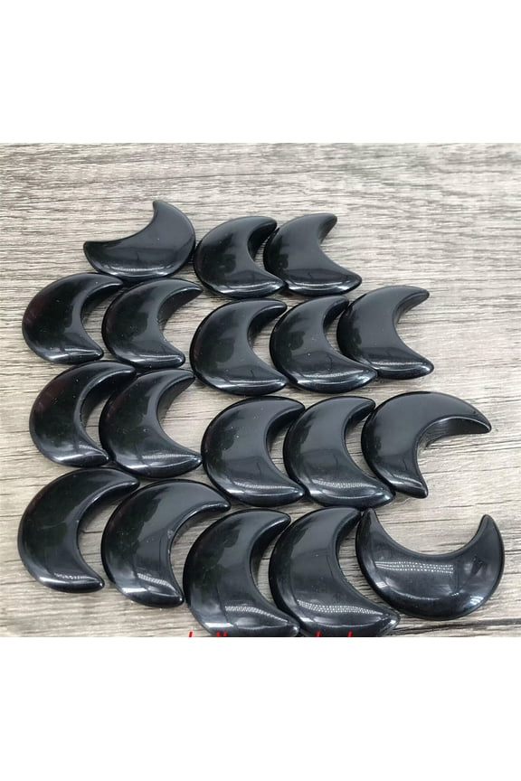 10X Natural Obsidian Moon Pendant Quartz Crystals Carved Reiki Realistic No Hole