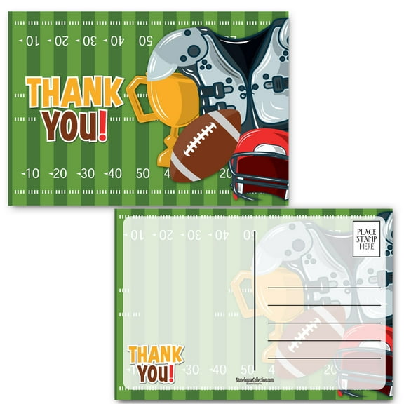 Football-Themed Thank You Postcards - 4 x 6 Football Postcards 40 Cards Per Pack