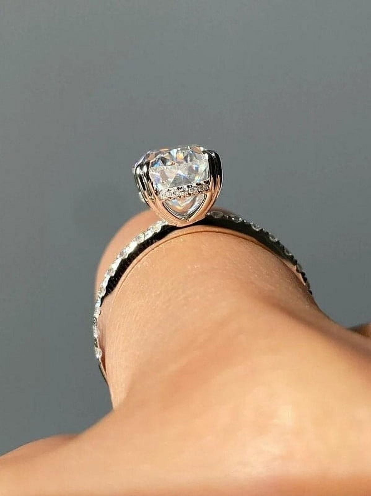 Cora Jewellery Huge 4TCW Doble Prong Oval Moissanite Hidden Halo Engagement Ring For Women, 14K Yellow Gold