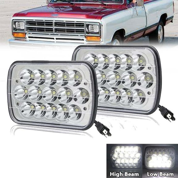 2x Fit For Dodge Ram Pickup 1990-1993 Newest 5x7" 7x6 LED Headlight Hi/Lo Beam lamps