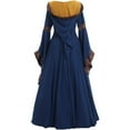 thumbnail image 5 of Women's Gothic Victorian Witch Vampire Medieval Renaissance Hooded Dress Trumpet Sleeves Gown Dress, 5 of 8