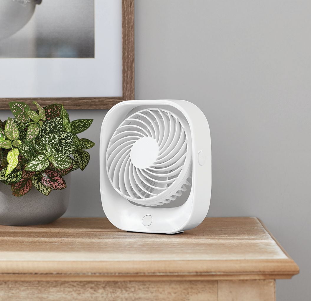 Mainstays Rechargeable USB Portable Fan in white