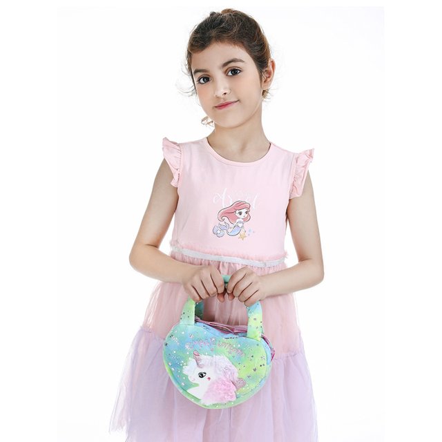 Bolsa Bolso bandolera de felpa suave de unicornio para niña, lindo bolso de mano de alpaca (corazón verde) Tmvgtek Para estrenar