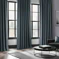 thumbnail image 2 of Exclusive Fabrics  Lounge Embossed Velvet Curtains - Room Darkening Rod Pocket Curtain for Bedroom & Living Room (1 Panel) 50 X 108 - Deep Blue, 2 of 5