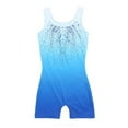 thumbnail image 2 of Oudiya Girls' Gymnastics Leotards With Shorts Sparkly Biketards Sleeveless Cute Ballet Dancewear Blue for 3-4Y, 2 of 8