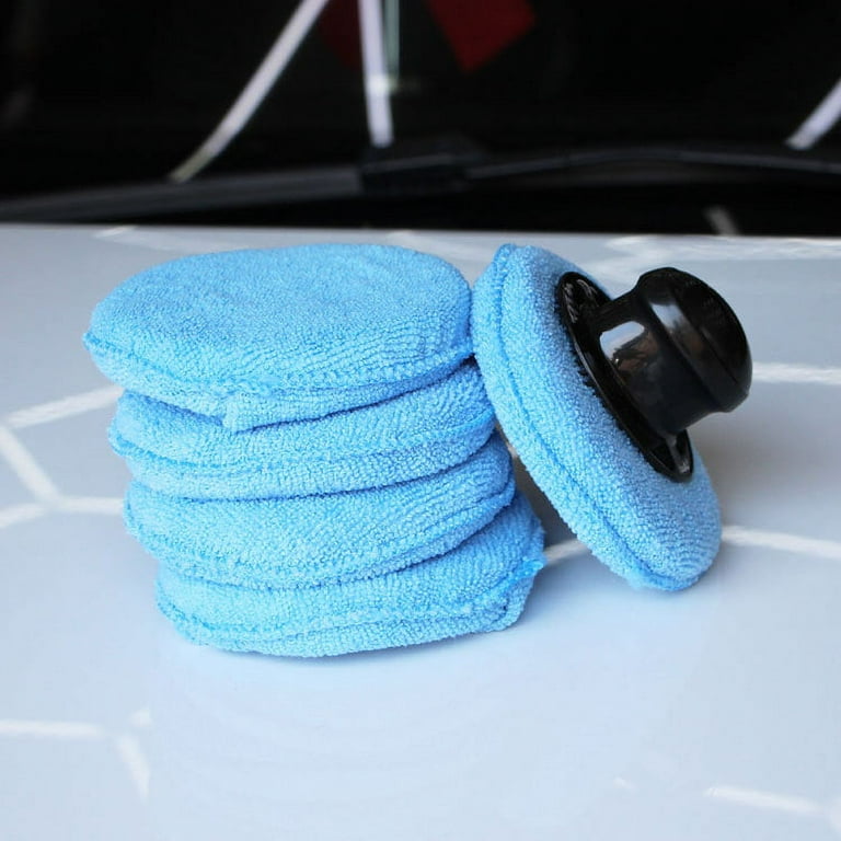 10pcs Car Wax Polish Applicator Pads Kit, 5 inch Microfiber Applicator Pads,  Blue Round Microfiber Sponge Applicators, Soft Foam Waxing Sponge Pad for Cars  Vehicle Glass Clean (12 * 12 cm) 