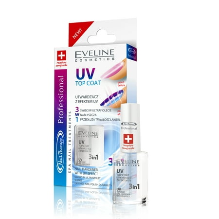 Eveline Cosmetics Top Coat Uv Nail Hardener With Effect 3in1 Eveline Cosmetics Top Coat Uv Nail Hardener With Effect 3in1