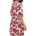 thumbnail image 4 of Short Sleeve Women Floral Print Loose Fit Lapel V-neck Casual Mini Dress, 4 of 6