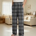 thumbnail image 2 of HAOTAGS Kids Plaid Pants (4-16) Elastic Waist Stright Leg Loungewear Pants with Pockets Gray Size 11, 2 of 7