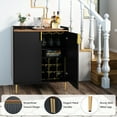 thumbnail image 5 of HLR 32"W Wine Bar Cabinet with 2 Door Fluted Texture, Modern Coffee Cabinet with Rack&Glass Holder, Black., 5 of 9