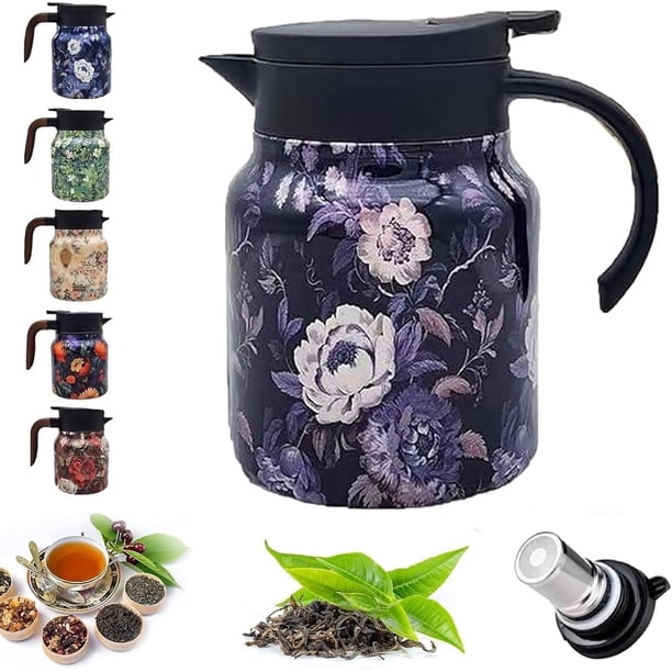 2026Vintage Floral Pattern Tea-Built-In Infuser, Vintage Floral Pattern Tea – Built-In Infuser, 316 Stainless Steel Insulation, Removable, for Hot Drinks, Loose Tea