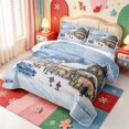 thumbnail image 3 of Manfei Christmas Happy Holiday Bed Spread Queen,Snowy Winter Snow Queen Coverlet Set,3-Piece,1 Quilt and 2 Pillowcases, 3 of 7