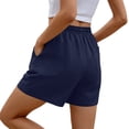 thumbnail image 4 of Frostluinai Womens Linen Shorts with Pockets Pantalones Cortos Baggy Wide Leg Lounge Shorts Elastic Waist Summer Short Trousers Dark Blue XXL, 4 of 9