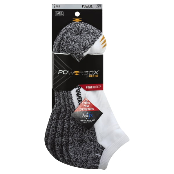 PowerSox mens 3-Pack Powerlites No Show Socks with Moisture Control
