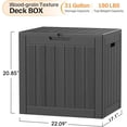 thumbnail image 3 of 31 Gallon Deck Box, Small Outdoor Storage Box Waterproof, Outside Resin Storage Bin for Outdoor Patio Furniture Pillow, Pool Supply, Garden Tool, UV-Resistant and Weatherproof, Black, 3 of 14