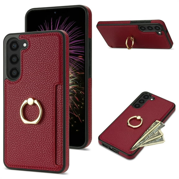 Allytech Galaxy S23 Wallet Case, S23 Cover Case, Premium PU Leather Cash Pocket [Not for Cards] Slim Fit Lightweight Shockproof Anti-Scratch Drop Proof Phone Case Cover for Samsung Galaxy S23 -Red