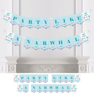 Narwhal Girl - Under The Sea Baby Shower or Birthday Party Bunting Banner - Party Decorations - Party Like a Narwhal