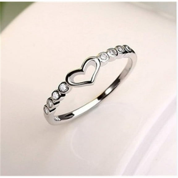 Women’s Alloy Heart-Shaped CZ Ring | Silver/Gold/Rose Gold (Sizes 5-11, Dainty Gemstone Ring)