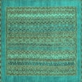 thumbnail image 1 of Ahgly Company Machine Washable Indoor Square Oriental Turquoise Blue Modern Area Rugs, 8' Square, 1 of 4