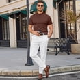thumbnail image 4 of FGVCTG Mock Neck T-Shirts for Men Casual Short Sleeve Lightweight oft Basic Solid Pullover Undershirt Brown S, 4 of 6
