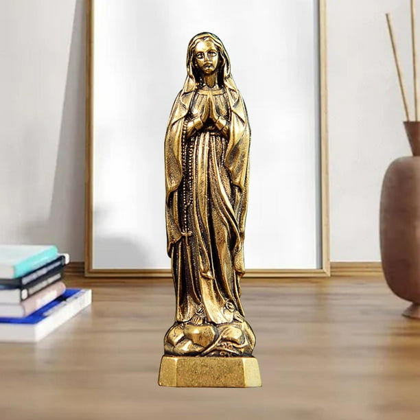 Figura de Santísima Virgen María, decoración religiosa, artesanía decorativa, coleccionable, de metal, para mesa, estatua en miniatura, adorno para