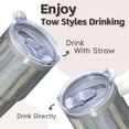 thumbnail image 4 of 20oz Travel Coffee Mug with Handle, Stainless Steel Double Wall Insulated Tumbler Geometric Texture Leak Proof Straw, 4 of 5