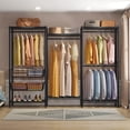 thumbnail image 2 of Zocalo Perchero Metálico 194x175cm Rack Organizador de Ropa Industrial con Cestas Deslizantes, Estantes Ajustables y Capacidad de 400 kg, Armario Abierto para Dormitorio, Color Negro, 2 of 8