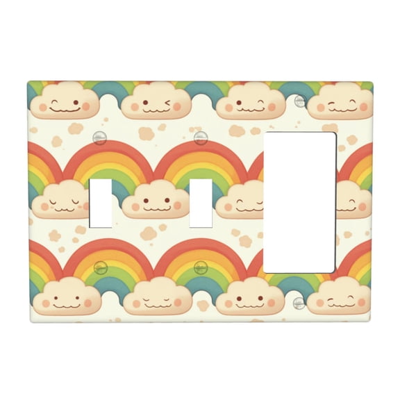 Cute Clouds Switch Cover Decorative Wall Plate 3-Gang 2-Toggle 1-Decor Standard Size