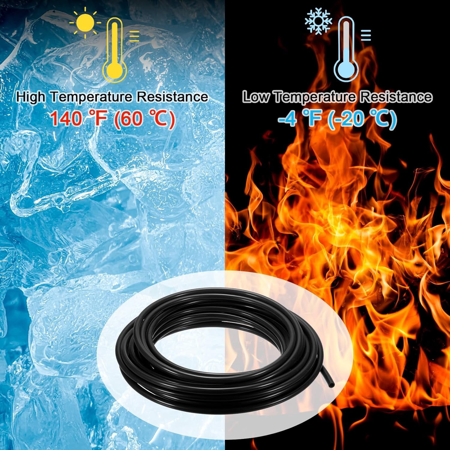FRKSMD-Pneumatic Tubing Pipe, 5mm(ID) x8mm(OD) PU Polyurethane Air Compressor Hose for Air Compressor Fitting/Gas/Fluid Transfer, Air Hose Line Tube [10M/32.8ft, Black]