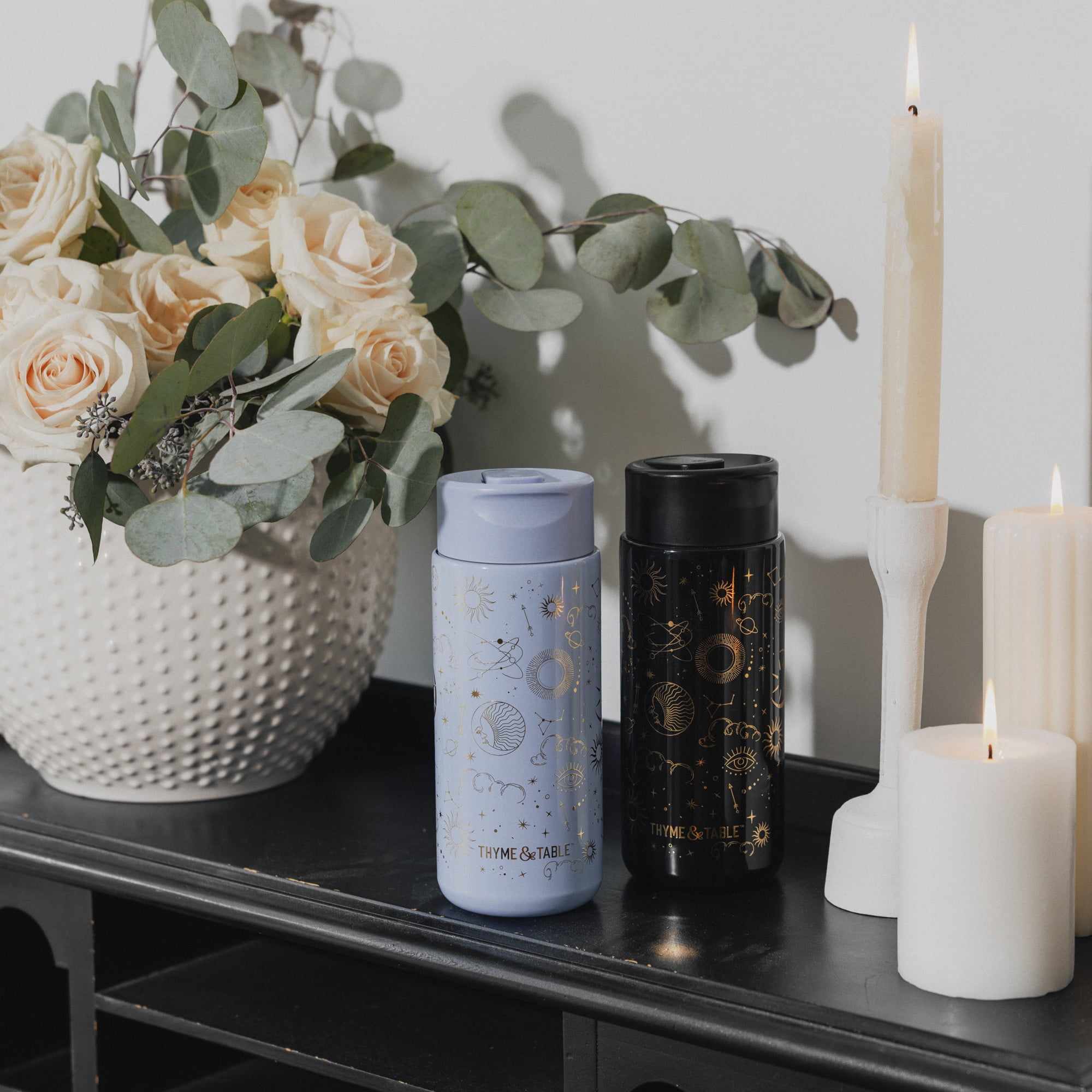 Thyme & Table 22oz Stainless Steel Coffee Tumbler, Blue Zodiac