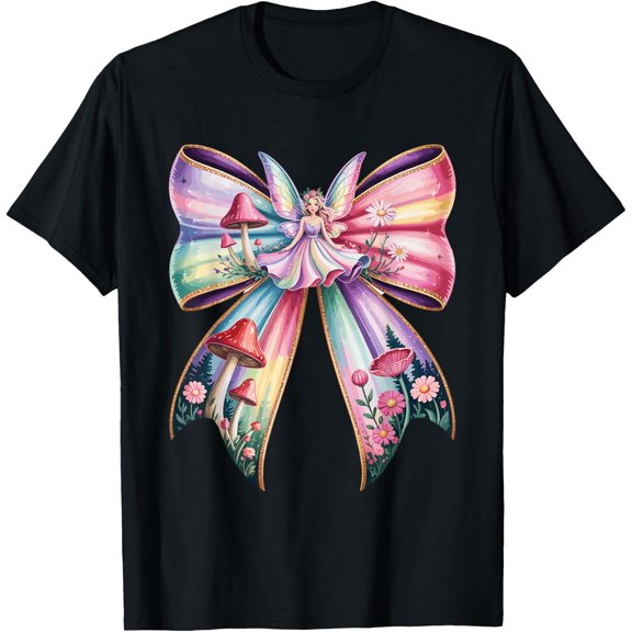 Coquette Bow Enchanted Forest Mystical Fairy T Shirt Size S-5XL