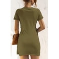 thumbnail image 3 of Women's Crewneck Bodycon Dress Short Sleeve T Shirt Dress Tie Waist 2021 Summer Casual Mini Dress S-XXL, 3 of 7