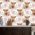 thumbnail image 2 of Farmhouse Peel and Stick Wallpaper 17.7in x 9.8ft Cute Highland Calf Pink Cherry Blossoms Soft Contact Paper Vinyl Waterproof Self Adhesive Wall Paper for Bedroom Shelf Cabinet Renter Friendly, 2 of 8