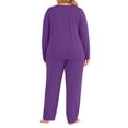 thumbnail image 4 of Xaqiouau Women Fleece Lined Pajama Set Warm Thermal Underwear Long Sleeve Top and Pants Plus Size Winter Lounge Sleepwear, 4 of 9