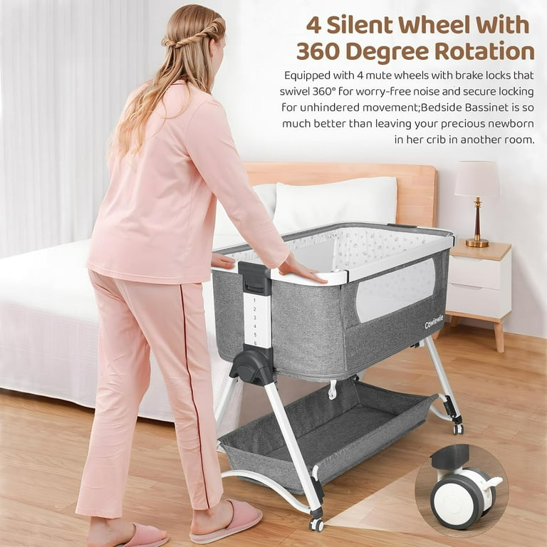 Cowiewie 3 in 1 Baby Bassinet Bedside Sleeper Playpen Cradle 6