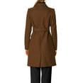 thumbnail image 4 of MODA NOVA Juniors Notch Lapel Double Breasted Belted Mid Length Trenchcoat, 4 of 7