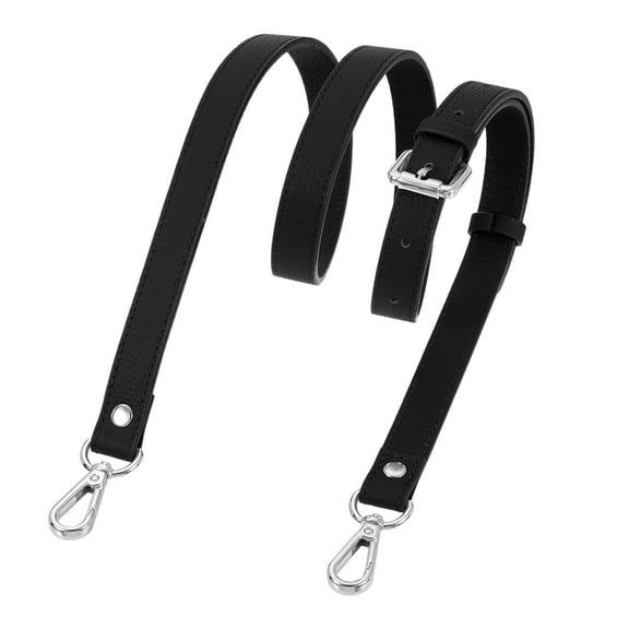 Uxcell 0.7" Genuine Leather Purse Strap for Bag (Black, Silver Buckle)