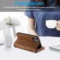 thumbnail image 7 of Dteck 9 Card Slots Wallet Case for Apple iPhone 12 mini 5.4-inch,Hybrid Magnetic PU Leather Zipper Kicstand Shockproof Rubber Full Protector Cover with Strap,Brown, 7 of 7