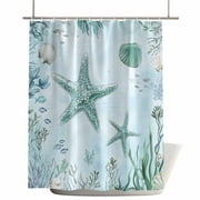 Shower Curtains for Bathroom-66"x72",Marine Life Starfish Coral Shell Waterproof Bath Curtain Grommet Shower Curtain Set with Hooks,Coastal Ocean Creature Washable Bath Accessories