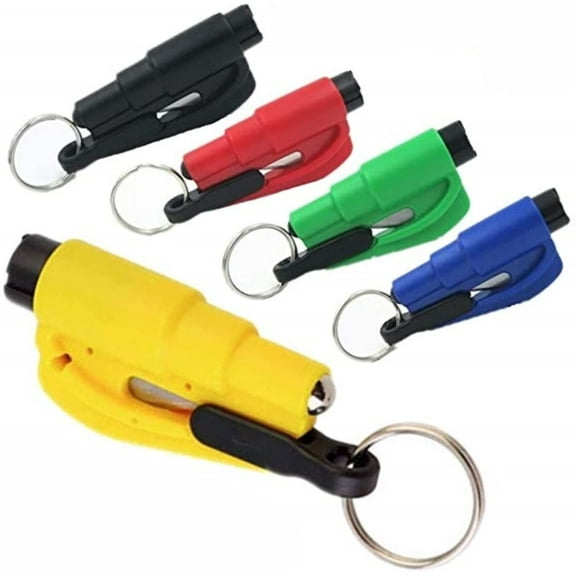 5 Pcs Car Escape Rescue Tool Keychain Glass Breaker Seatbelt Cutter Mini Hammer Emergency Rescue Tool Glass Breaker Car Safety Tool Window Broken Tool Seat Belt Cutter