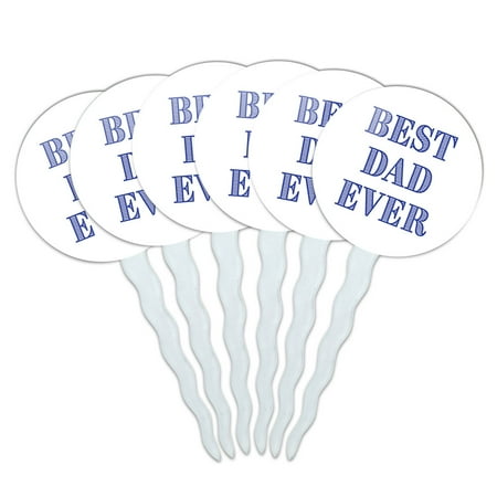 Best Dad Ever Blue Cupcake Picks Toppers - Set of