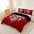thumbnail image 2 of Homewish Halloween Wing Skull Bedding,Sharp Spiked Print Duvet Cover Full,Scarlet Red White,Black Reversible,3-Piece,1 Duvet Cover and 2 Pillowcases, 2 of 6