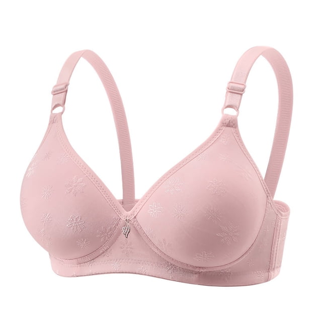 Gtoiithly Women's Snowflake Pattern Seamless Bra, Adjustable Straps, Gentle Support & Soft Fabric for Daily Wear Light Pink 36