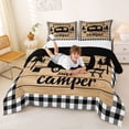 thumbnail image 3 of Catabedysis Plaid Camping Full Size Comforter Sets,Sweet Camper Print Bedding Comforter Set For Boys,Multicolor,Black Reversible,3pcs,1 Comforter and 2 Pillowcases, 3 of 7