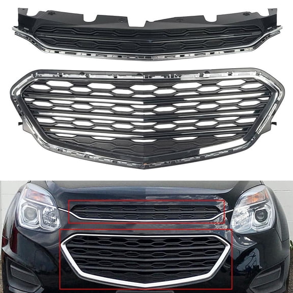 For 2016-2017 Chevrolet Equinox Chrome Front Bumper Grill Upper Lower Grille Kit