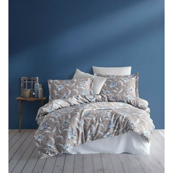 Organic Club Vitale Twin Size Cotton Sateen Duvet Cover Set of 5 Comforter Cover with 2 Standard Pillowcases with Zipper Closure and 2 Oxford Pillowcases 100% Cotton Bedding Set, Machine Washable